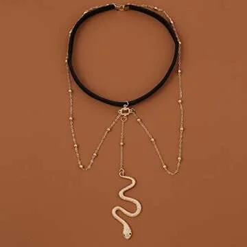 Zeshimb Boho Snake Thigh Chain Gold Serpent Leg Chain Snake Pendant Leg Chain Animals Statement Thigh Chain Festival Summer Beach Body Chain Jewelry for Women
