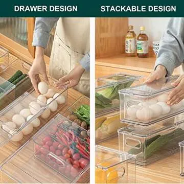 LALASTAR Stackable Fridge Organizer with Drawer Set