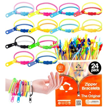 UpBrands 24 Fidget Toys Zipper Bracelets 7.5 Inches, Easter Basket Stuffers, Sensory Toys Bulk Set, ...