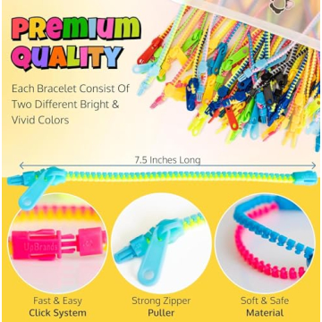 UpBrands 24 Pack Fidget Zipper Bracelets Sensory Toy