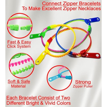 UpBrands 24 Pack Fidget Zipper Bracelets Sensory Toy