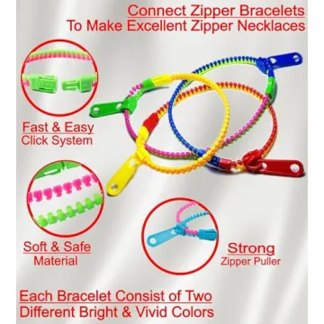 UpBrands 24 Pack Fidget Zipper Bracelets Sensory Toy