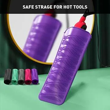 ZAXOP Silicone Heat Resistant Mat,Flat Iron Holder,Used as Heat Resistant Pad and Storage Pouch for Hot Hair Tools.(Wave,Purple)