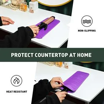 ZAXOP Silicone Heat Resistant Mat,Flat Iron Holder,Used as Heat Resistant Pad and Storage Pouch for Hot Hair Tools.(Wave,Purple)