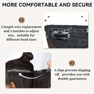 Rosooi 20 Inch Invisible Wire Hair Extensions with Adjustable Transparent Wire Synthetic Long Wavy Hairpieces with 4 Secure Clips in Hair Extensions for Women Daily Party Use (20 Inch, Dark Brown)