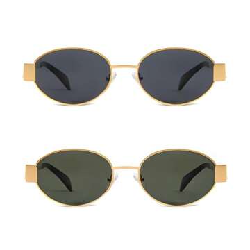 BUTABY Retro Oval Sunglasses with UV400 Protection