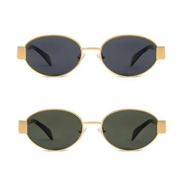 BUTABY Retro Oval Sunglasses with UV400 Protection