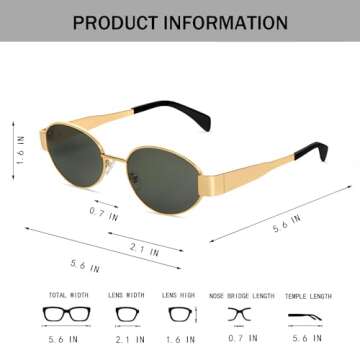 BUTABY Retro Oval Sunglasses with UV400 Protection
