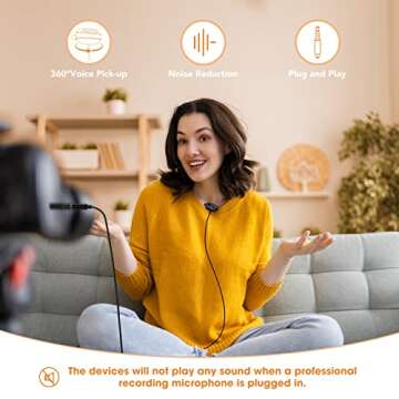 PoP voice Dual Cores Lavalier Lapel Microphone for iPhone Phone Camera Professional Omnidirectional Clip on Mic for Video Recording Blogging Vlogging Interview Portable Lav Mic for YouTube Podcast