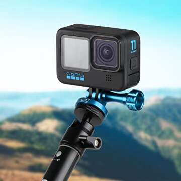 HSU Aluminum Alloy Metal GoPro Tripod/Monopod Mount with Aluminum Thumbscrew for GoPro Hero 13, 12, ...