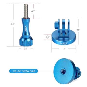 HSU Aluminum Alloy Metal GoPro Tripod/Monopod Mount with Aluminum Thumbscrew for GoPro Hero 13, 12, 11, 10, 9, 8, 7, 6, 5, 4, 3+, 3, 2, 1 HD, AKASO Campark and Other Action Cameras (Blue)