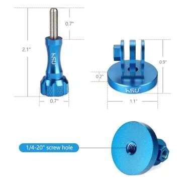 HSU Aluminum Alloy Metal GoPro Tripod/Monopod Mount with Aluminum Thumbscrew for GoPro Hero 13, 12, 11, 10, 9, 8, 7, 6, 5, 4, 3+, 3, 2, 1 HD, AKASO Campark and Other Action Cameras (Blue)