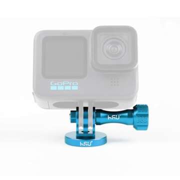 HSU Aluminum Alloy Metal GoPro Tripod/Monopod Mount with Aluminum Thumbscrew for GoPro Hero 13, 12, 11, 10, 9, 8, 7, 6, 5, 4, 3+, 3, 2, 1 HD, AKASO Campark and Other Action Cameras (Blue)