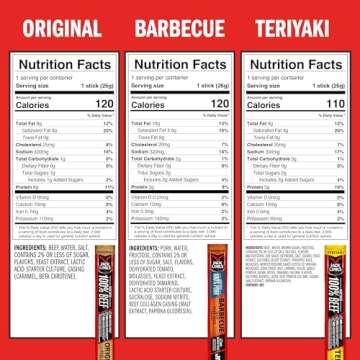 Jack Link's Meat Sticks Variety Pack, Original, Teriyaki, and Barbecue Pork – Protein Snack, Meat ...