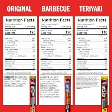 Jack Link's Meat Sticks Variety Pack, Original, Teriyaki, and Barbecue Pork – Protein Snack, Meat ...