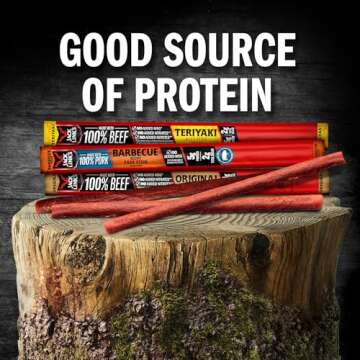 Jack Link's Meat Sticks Variety Pack, Original, Teriyaki, and Barbecue Pork – Protein Snack, Meat Snack Sticks Made with 100% Beef or Pork, Keto, Paleo & Carnivore Diet Ready – 0.92 Oz. (20 Count)