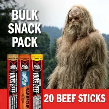 Jack Link's Meat Sticks Variety Pack, Original, Teriyaki, and Barbecue Pork – Protein Snack, Meat Snack Sticks Made with 100% Beef or Pork, Keto, Paleo & Carnivore Diet Ready – 0.92 Oz. (20 Count)