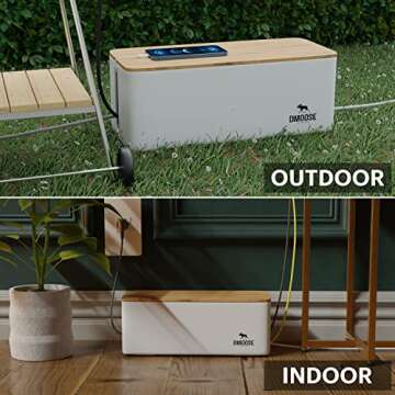 DMoose Large Cable Management Box - Cord Organizer Box to Hide Power Strips - Cable Organizer Box for Surge Protector - Safe ABS Material - 15.7" (L) x 6.1" (W) 5.3" (H) - XL (Flat Top)