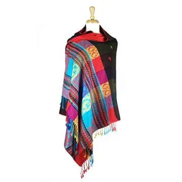 Vibrant Double Side Rainbow Pashmina Wrap Shawl Scarf