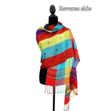 Vibrant Double Side Rainbow Pashmina Wrap Shawl Scarf