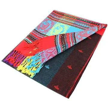 Vibrant Double Side Rainbow Pashmina Wrap Shawl Scarf