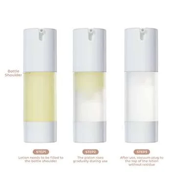 longway 1 Oz (30ML) Empty Refillable Airless Pump Bottle,Travel Foundation Containers,Airless Cosmetic Pump Bottle for Hand Sanitizer, Toner,Gel,Hair Oil, Lotion and Face Cream (Pack of 6, Frosted)