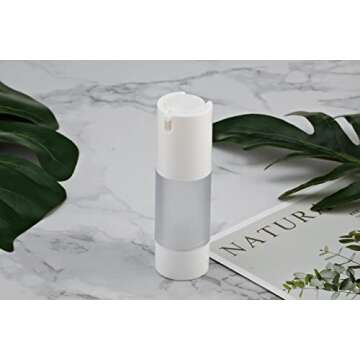 longway 1 Oz (30ML) Empty Refillable Airless Pump Bottle,Travel Foundation Containers,Airless Cosmetic Pump Bottle for Hand Sanitizer, Toner,Gel,Hair Oil, Lotion and Face Cream (Pack of 6, Frosted)