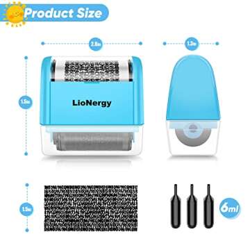 LioNergy Identity Protection Roller Stamp Roller Identity Theft Prevention Security Stamp with 3 Ref...