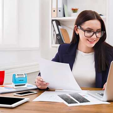 LioNergy Identity Protection Roller Stamp Roller Identity Theft Prevention Security Stamp with 3 Refills - Blue