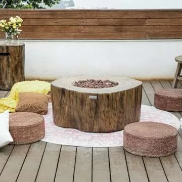 Manchester Concrete Fire Pit 42" x 39" Outdoor Patio Firepit Includes Lava Rocks Modern Fire Pits & ...