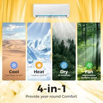 COSTWAY 12,000 BTU Mini Split Air Conditioner, with Heat Pump, Energy Star, 21 SEER2 Inverter, 24H Timer, Auto Clean, Remote Control for Rooms up to 750 Sq.Ft, 208-230V (Airtural Series)