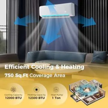 COSTWAY 12,000 BTU Mini Split Air Conditioner, with Heat Pump, Energy Star, 21 SEER2 Inverter, 24H Timer, Auto Clean, Remote Control for Rooms up to 750 Sq.Ft, 208-230V (Airtural Series)