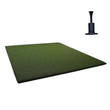 Original Country Club Elite by Real Feel Golf Mat 5x5 ft, Thick Outdoor & Indoor Turf Practice Mat w...