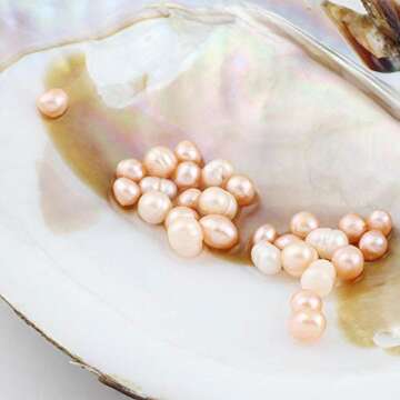 NewEGG Big Oyster Pearl Party Pearl Freshwater Cultured Oval Pearl Beads (5-7mm 28 PCs/Lot) Oysters with Pearl Inside Anniversary Decoration for Women
