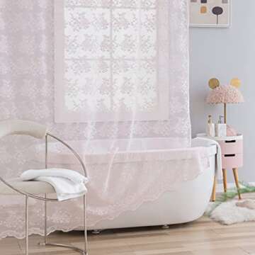 Chic Pink Lace Shower Curtain for Stall Showers 36 x 72