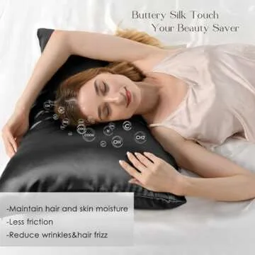 Yanibest Vegan Silk Satin Pillowcase for Hair and Skin, Standard Queen King Pillow with Hidden Zipper, Soft Breathable Smooth Cooling Pillow for Sleeping