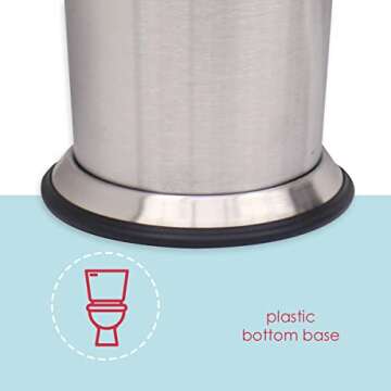 Home Basics Brushed Stainless Steel Contemporary Toilet Brush Set (Silver) Metal Toilet Bowl Brush a...