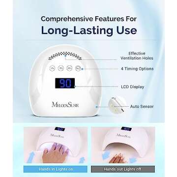 MelodySusie UV LED Nail Lamp, Professional UV Nail Light for All Gel Nails Polish Fast Curing with Automatic Sensor, 4 Timer, LCD Display Gel Polish Nail Dryer Nail Art Tools Manicure Accessories