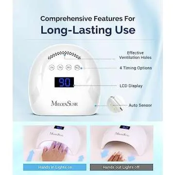 MelodySusie UV LED Nail Lamp, Professional UV Nail Light for All Gel Nails Polish Fast Curing with Automatic Sensor, 4 Timer, LCD Display Gel Polish Nail Dryer Nail Art Tools Manicure Accessories