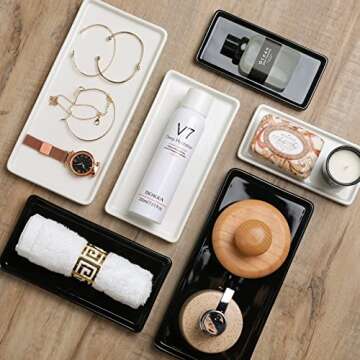 Gurygo 2 Pack 10" Bathroom Tray, Ceramic Vanity Trays for Bathroom, Small Ceramic Trays, Kitchen Soa...