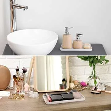 Gurygo 2 Pack 10" Bathroom Tray, Ceramic Vanity Trays for Bathroom, Small Ceramic Trays, Kitchen Soap Tray, Dish Soap Tray for Kitchen Counter (White, 10",Set/2)…