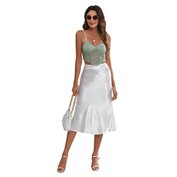 Verdusa Elegant Zip Up High Waist Satin Midi Skirt