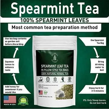 Spearmint Tea (25 Tea Bags) with Natural Spearmint Leaves Herbal Tea in Caffeine Free Easy to Use Tea Bags