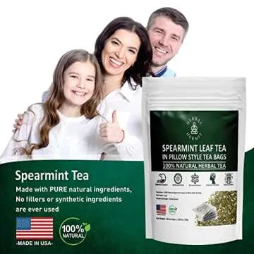 Spearmint Tea (25 Tea Bags) with Natural Spearmint Leaves Herbal Tea in Caffeine Free Easy to Use Tea Bags