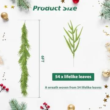 6 Ft Norfolk Pine Garland - Eco-Friendly Holiday Decor