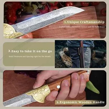 Purple Dragon Boning Knife 5" Japanese Steel Professional Fillet Knife with Sheath,Trimming Knife with Elegant Blade,Sharp Knife for Meat,Fish,Camping,with Gift Box
