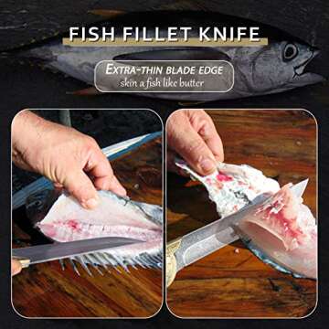 Purple Dragon Boning Knife 5" Japanese Steel Professional Fillet Knife with Sheath,Trimming Knife with Elegant Blade,Sharp Knife for Meat,Fish,Camping,with Gift Box