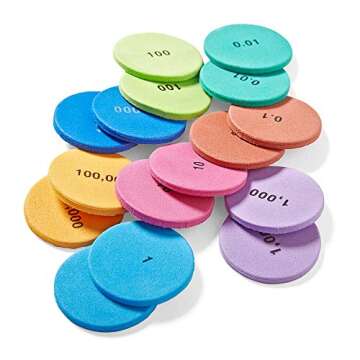 hand2mind Soft Foam Place Value Disks 8 Values, Counting Chips for Kids, Math Counters Kindergarten,...
