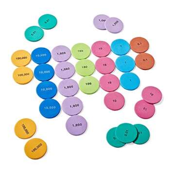 hand2mind Soft Foam Place Value Disks 8 Values, Counting Chips for Kids, Math Counters Kindergarten, Math Teacher Supplies, Base 10 Math Manipulatives for Elementary School (Pack of 200)