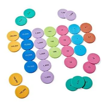 hand2mind Soft Foam Place Value Disks 8 Values, Counting Chips for Kids, Math Counters Kindergarten, Math Teacher Supplies, Base 10 Math Manipulatives for Elementary School (Pack of 200)